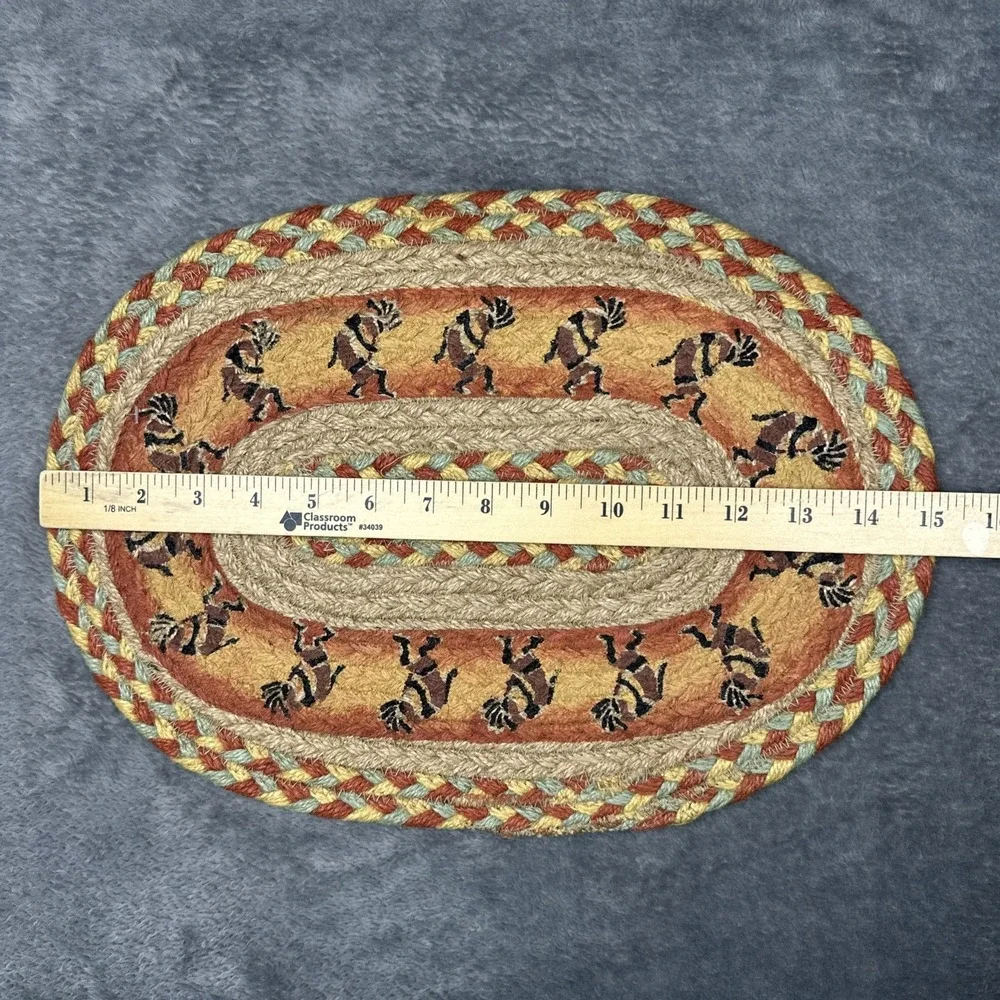 Earth Rugs 2 Items Gecko Lizard Kokopelli‎ Braided Jute Trivet Hot Pad Table Mat